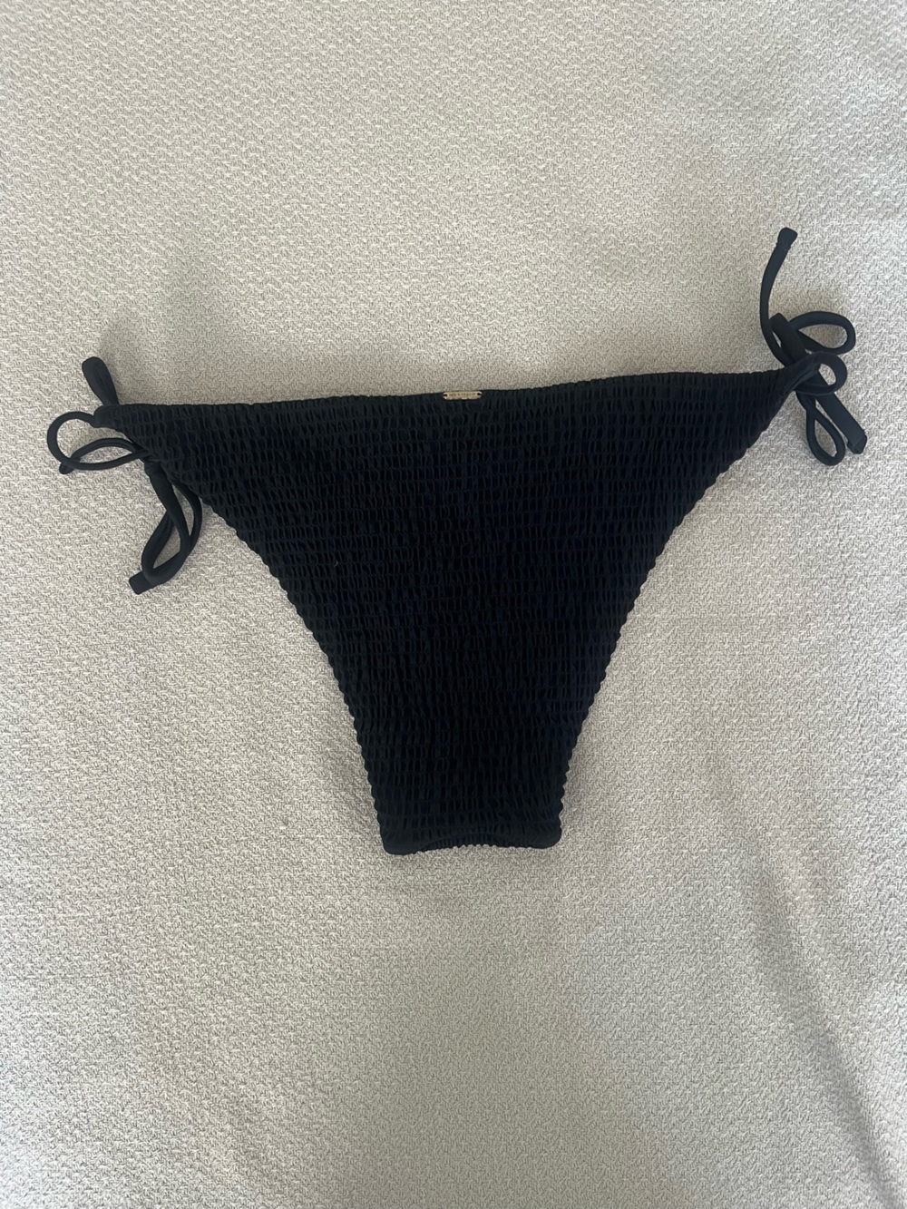 Hollister Black Textured Tie-Side Bikini Bottom